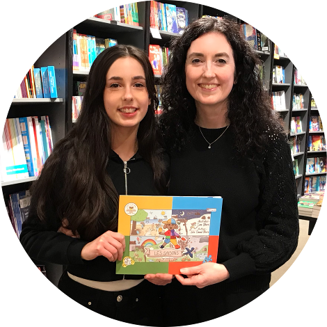 Julie and Iona celebrating the release of their first Children's French book and podcast